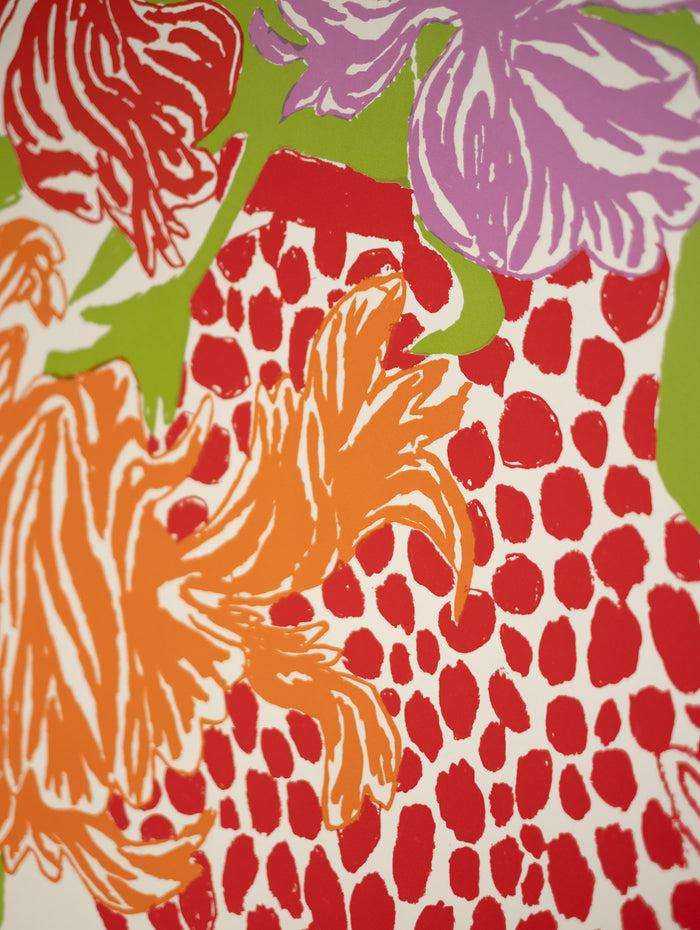 Connolly Red Orange Cut Flowers: Triptych Screen Print
