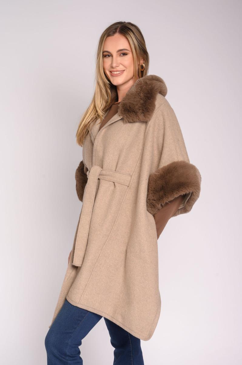 Contempo Belted Fur Poncho