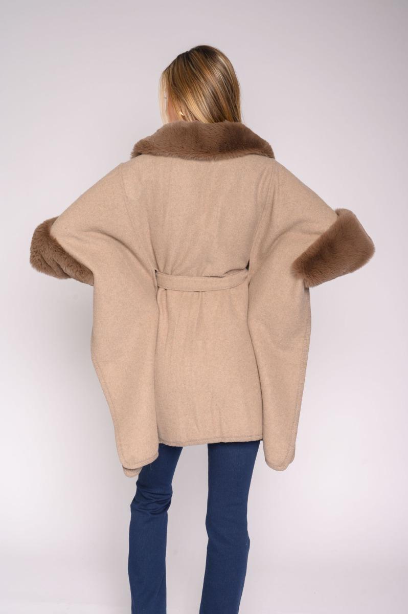 Contempo Belted Fur Poncho