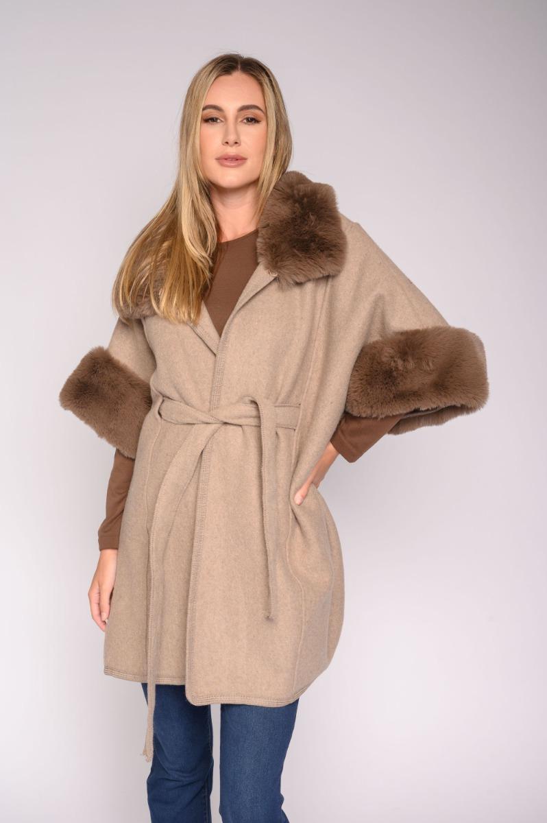 Contempo Belted Fur Poncho