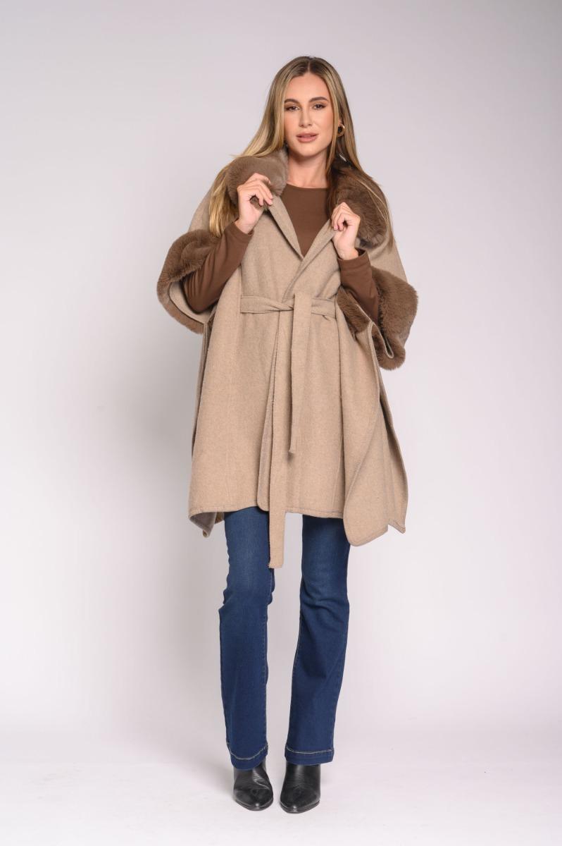 contempo Belted Fur Poncho