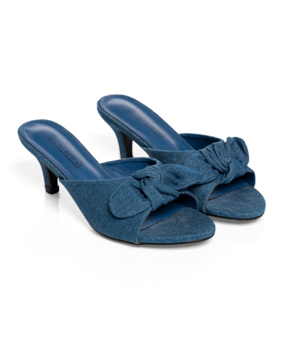 contempo Bow Denim Slide