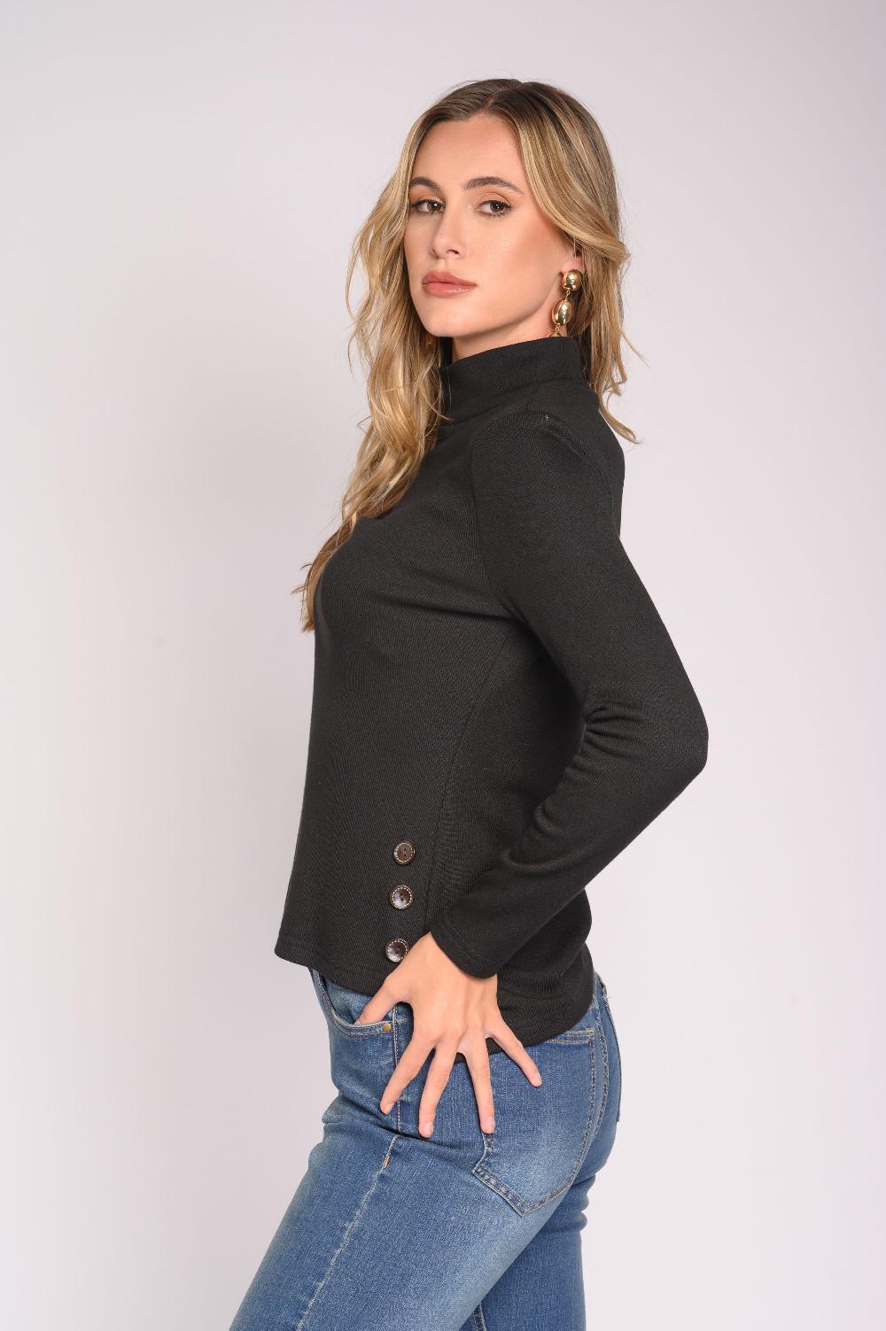 Contempo Brush Knit Button Top