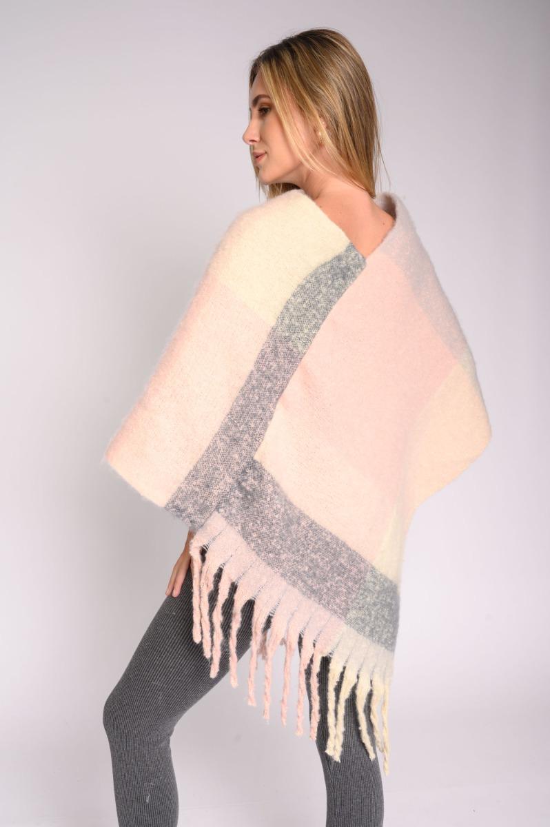 Contempo Check Tassel Poncho