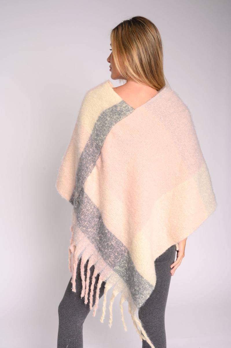 Contempo Check Tassel Poncho
