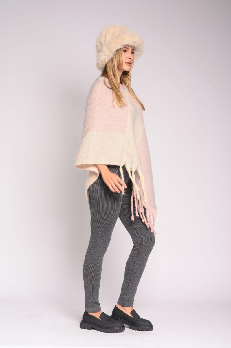 Contempo Check Tassel Poncho