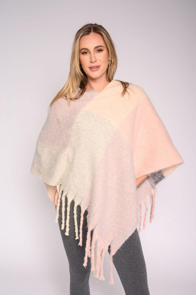 contempo Check Tassel Poncho