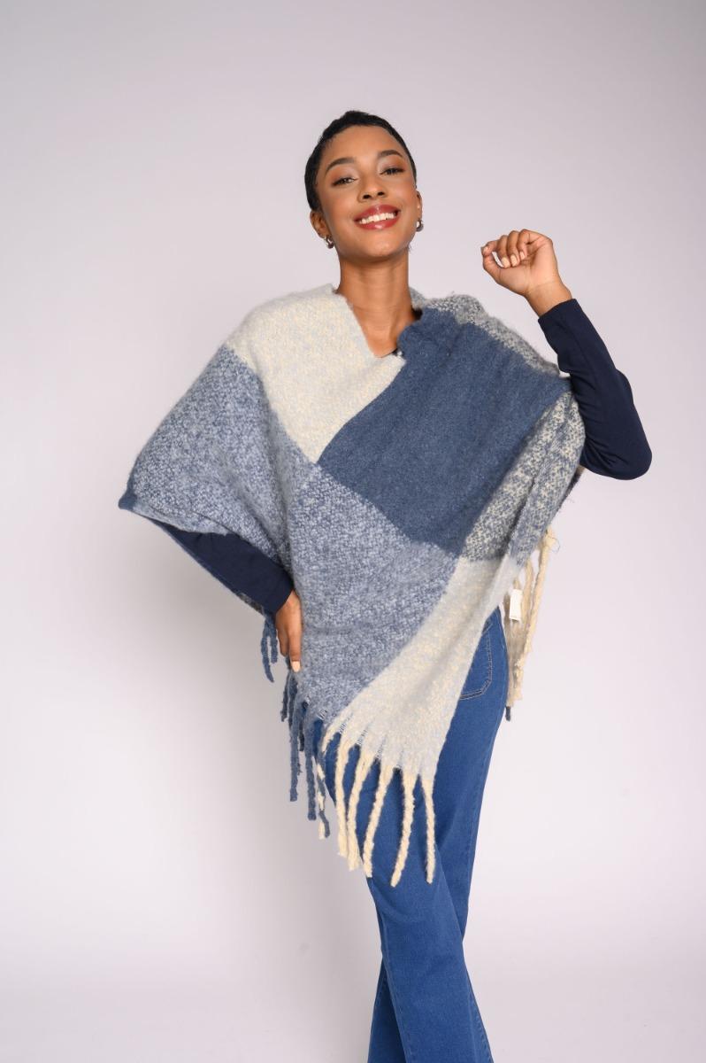 contempo Check Tassel Poncho