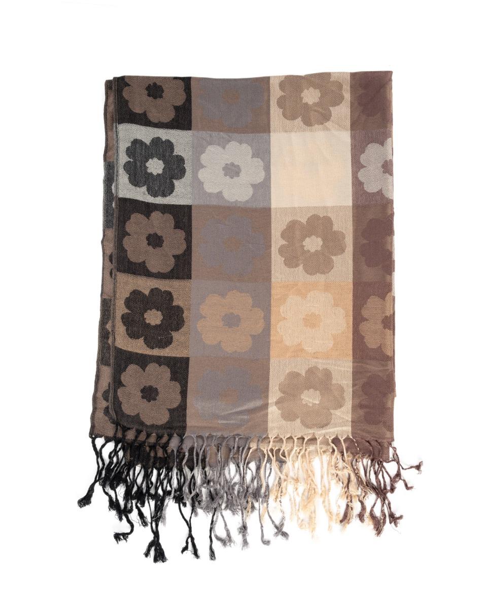contempo Checked Flower Print Scarf