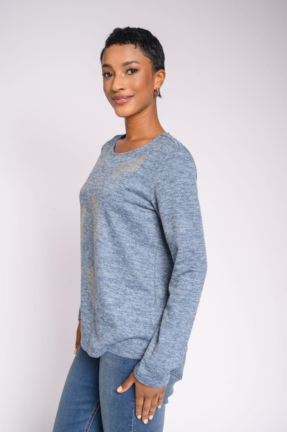 Contempo Feather Bling Knit Top