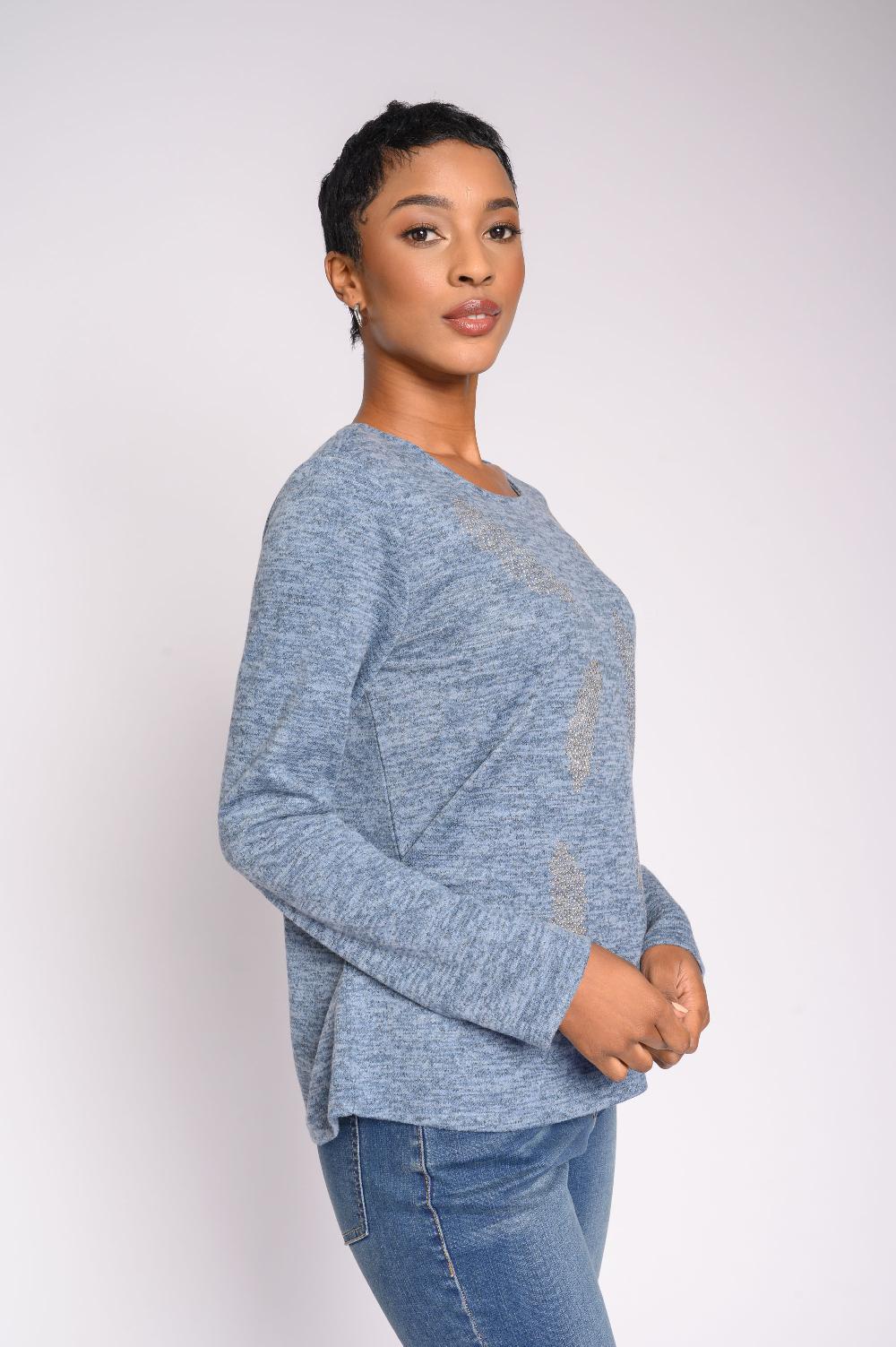 Contempo Feather Bling Knit Top