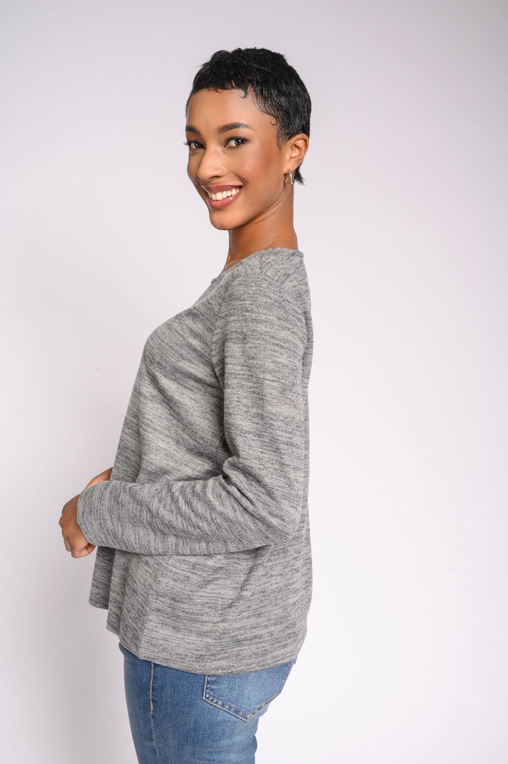 Contempo Feather Bling Knit Top