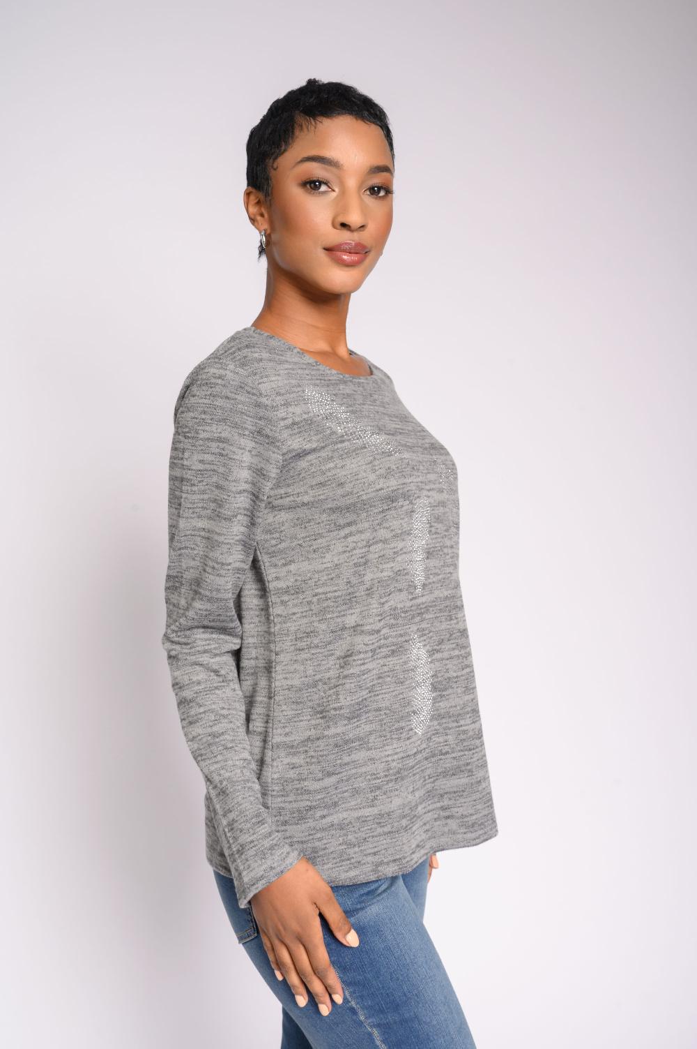 Contempo Feather Bling Knit Top