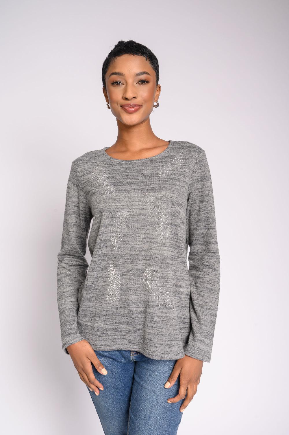 contempo Feather Bling Knit Top