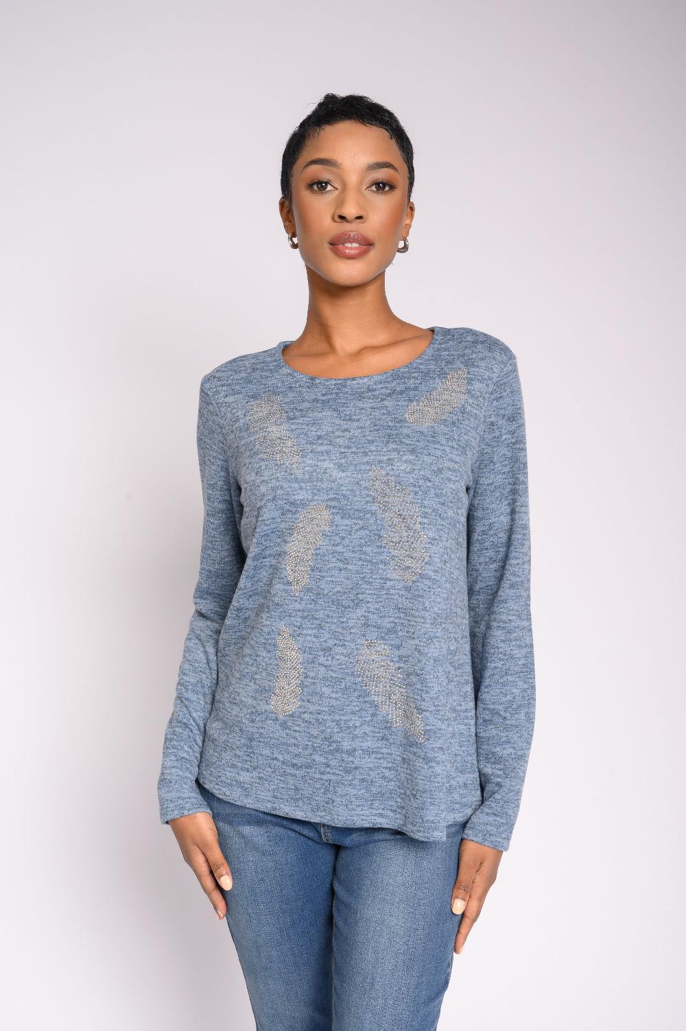 contempo Feather Bling Knit Top