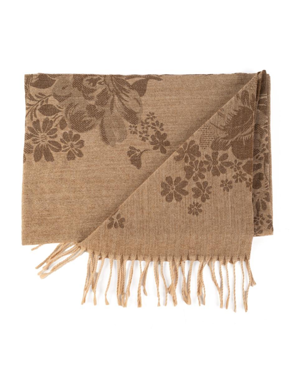 Contempo Flower Print Tassel Scarf