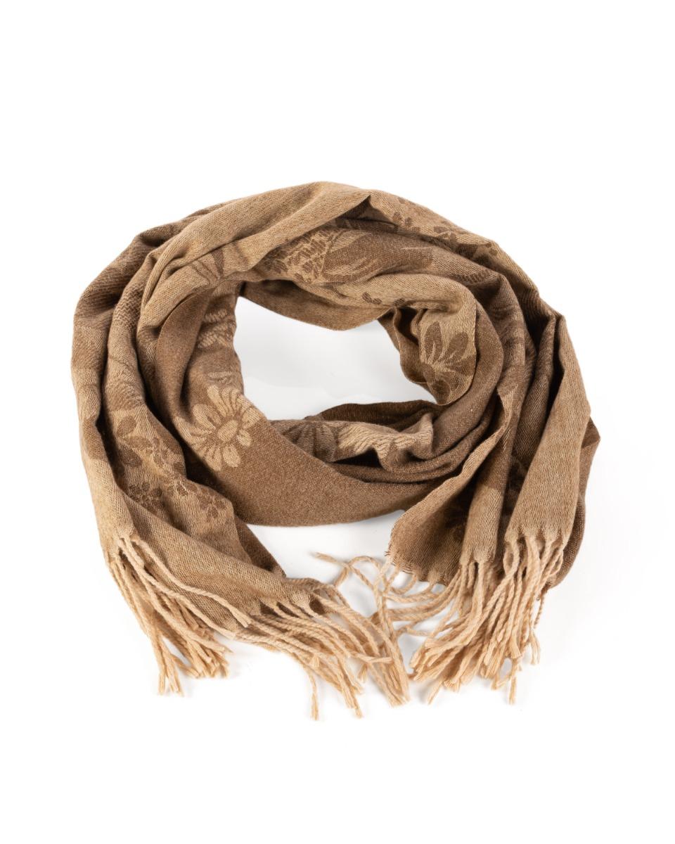 Contempo Flower Print Tassel Scarf
