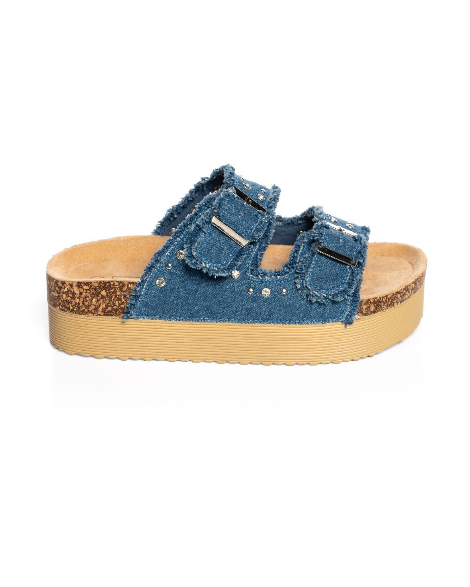Contempo Frayed Edges Denim Slide