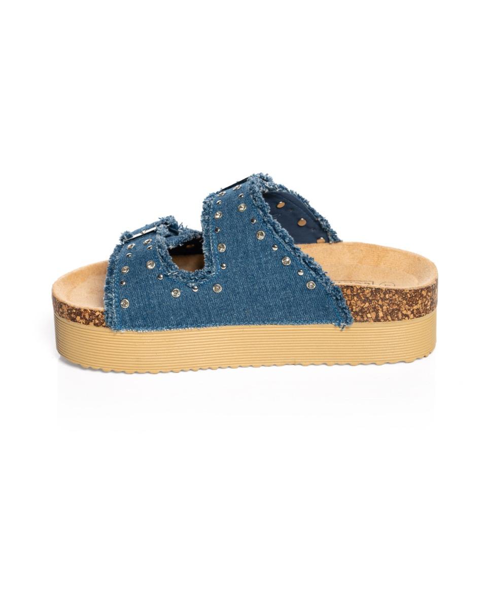 Contempo Frayed Edges Denim Slide