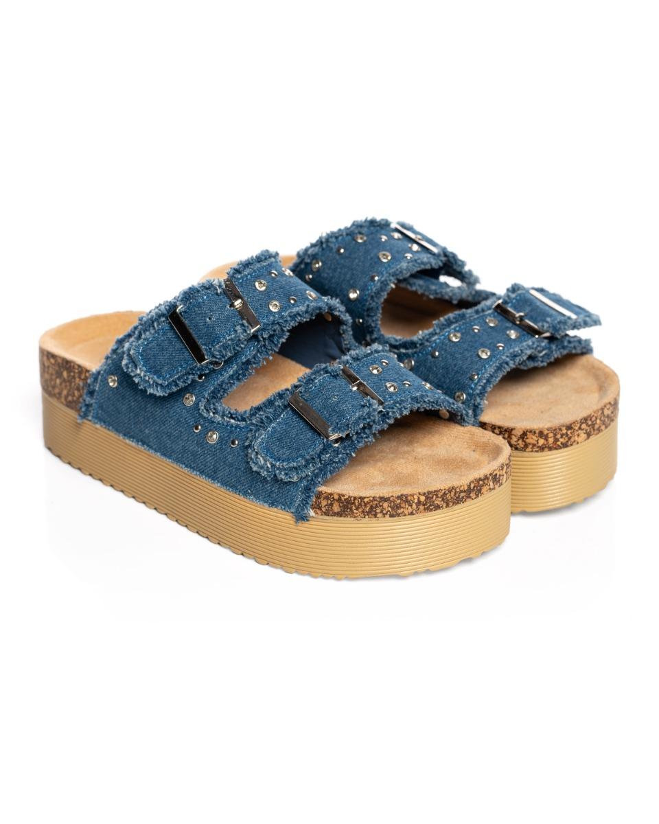 contempo Frayed Edges Denim Slide