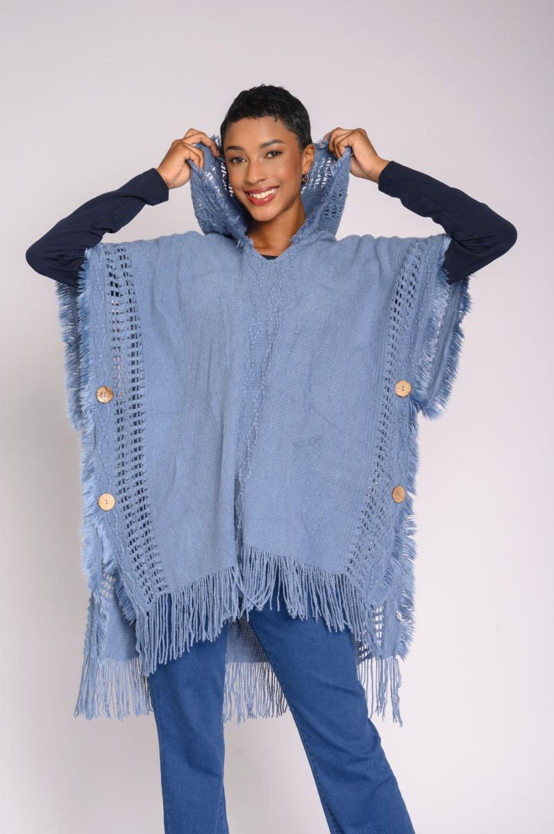 Contempo Hoodie Tassel Poncho