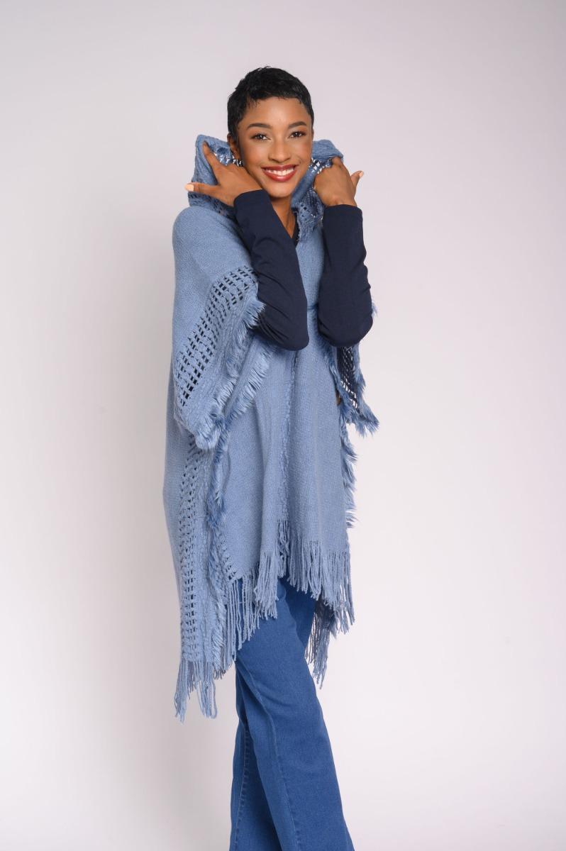 Contempo Hoodie Tassel Poncho