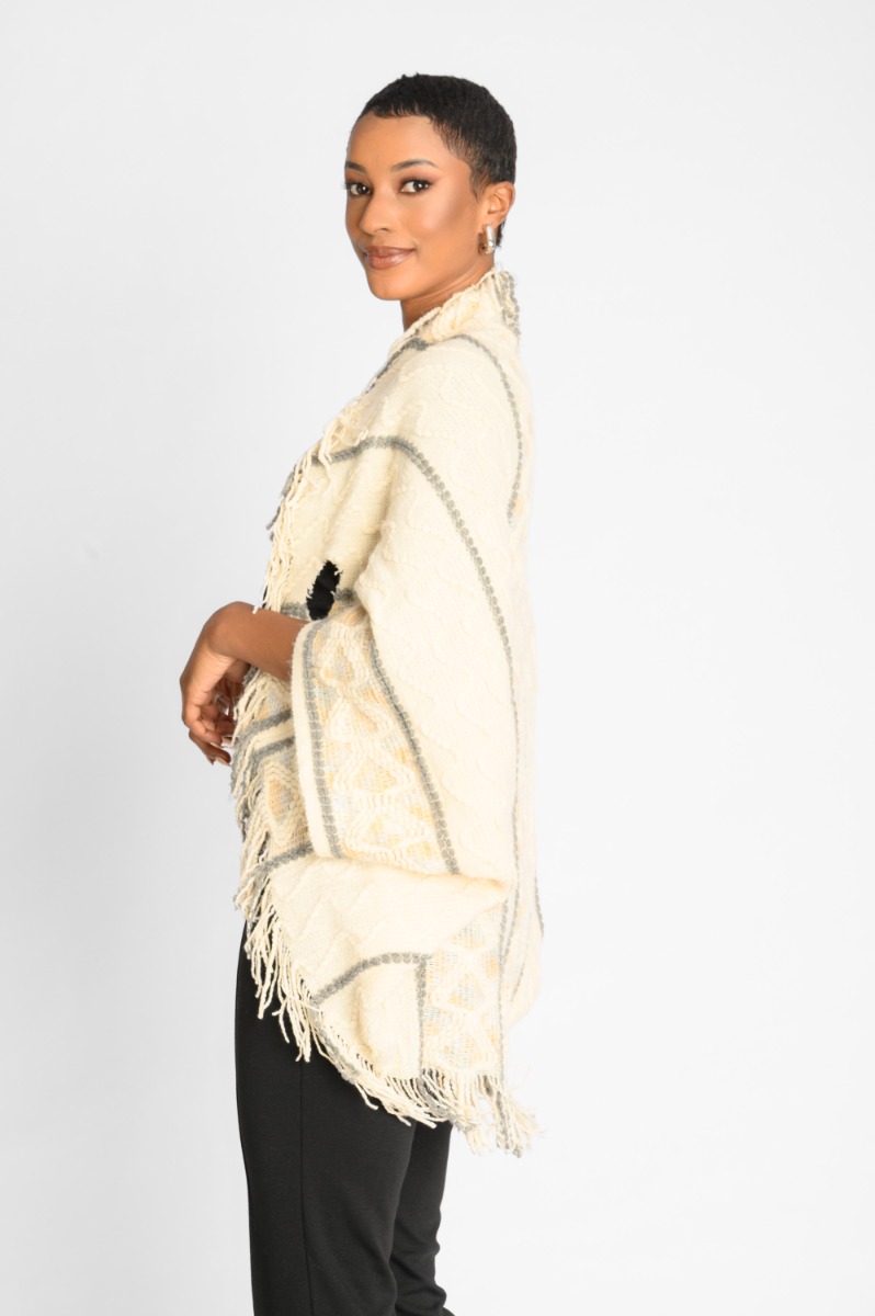 Contempo Multi Colour Tassel Sleeve Poncho