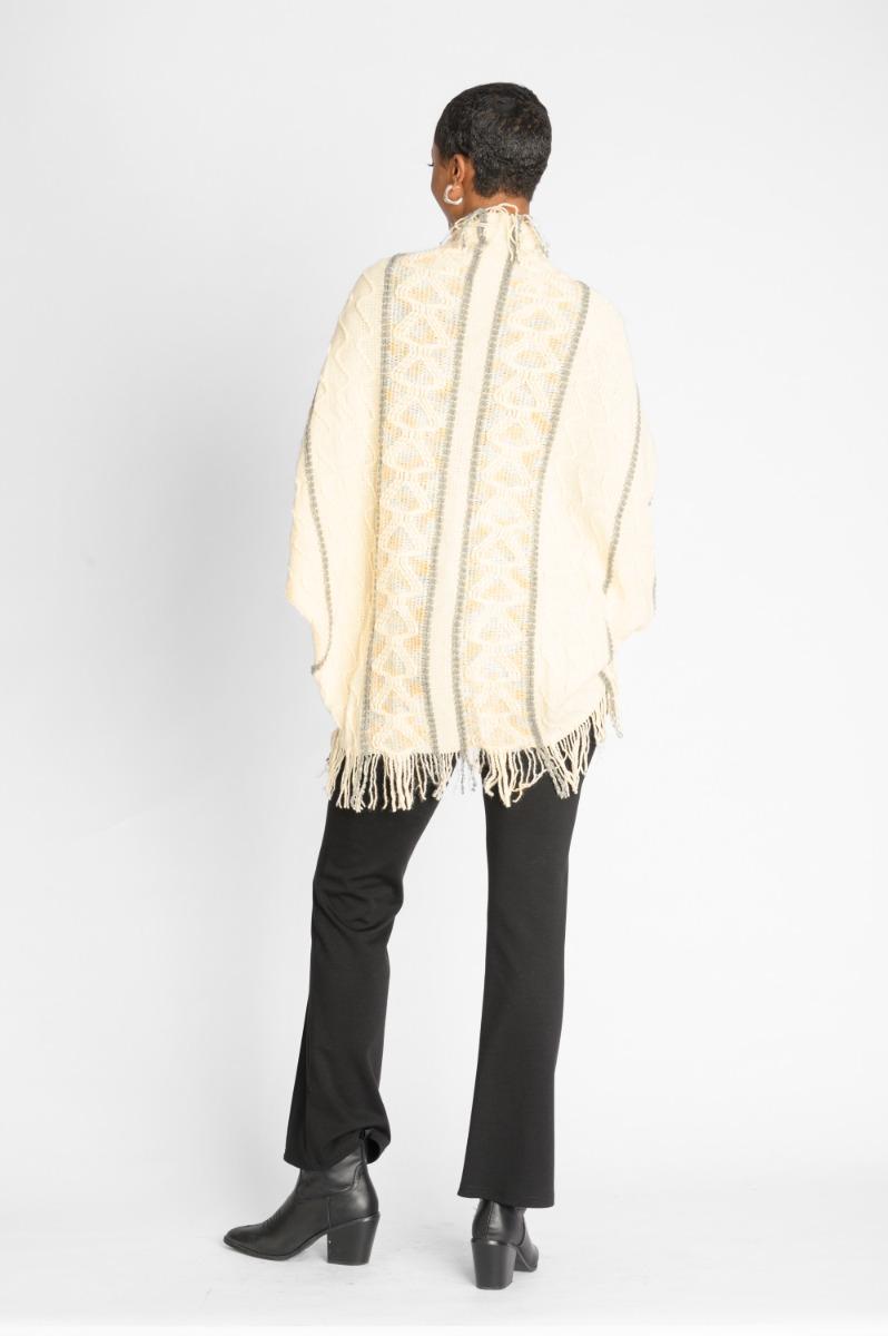 Contempo Multi Colour Tassel Sleeve Poncho