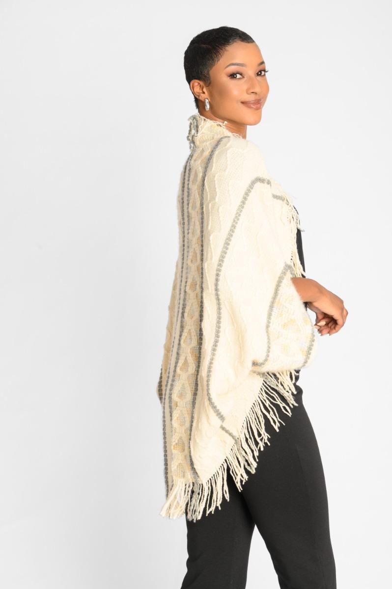 Contempo Multi Colour Tassel Sleeve Poncho