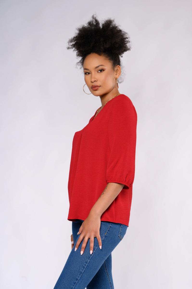 contempo Plain Woven Pleat Top