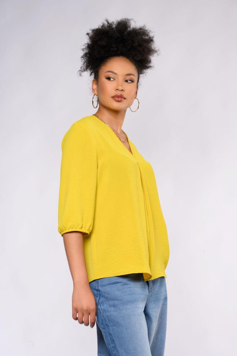 Contempo Plain Woven Pleat Top