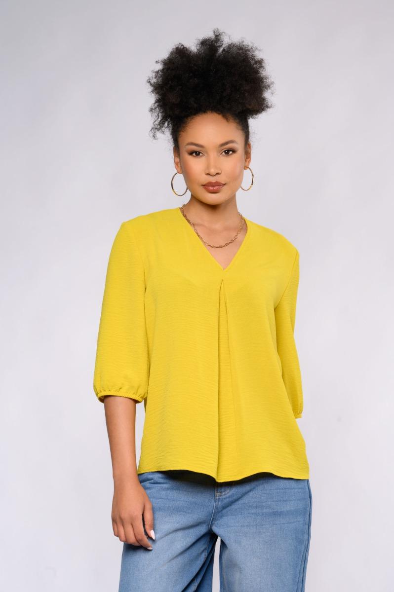 contempo Plain Woven Pleat Top