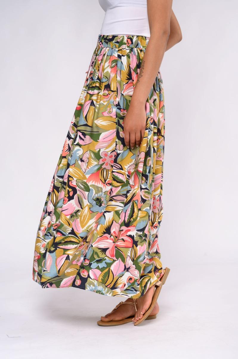 Contempo Print Floral Maxi Skirt