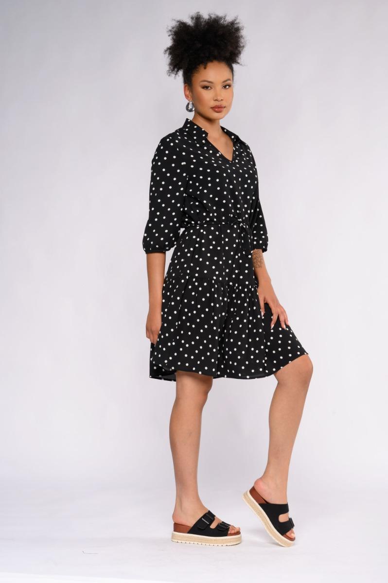 Contempo Print Frill Dress