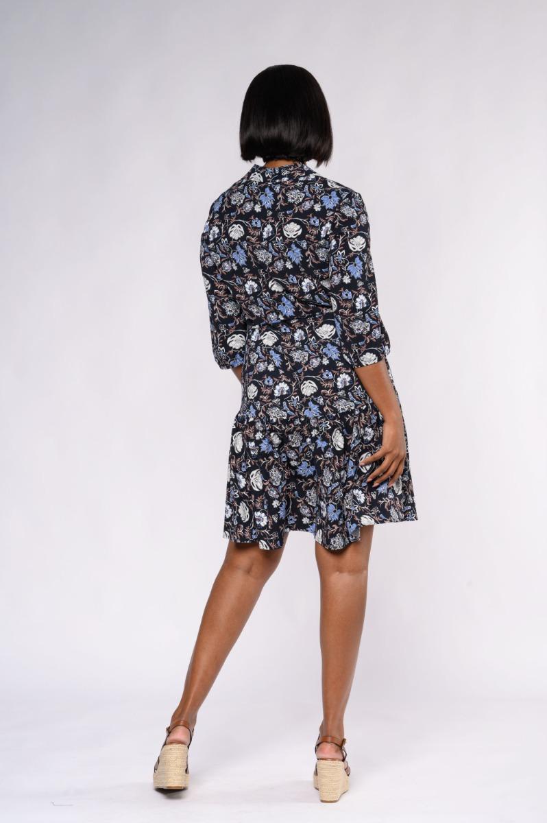 Contempo Print Frill Dress
