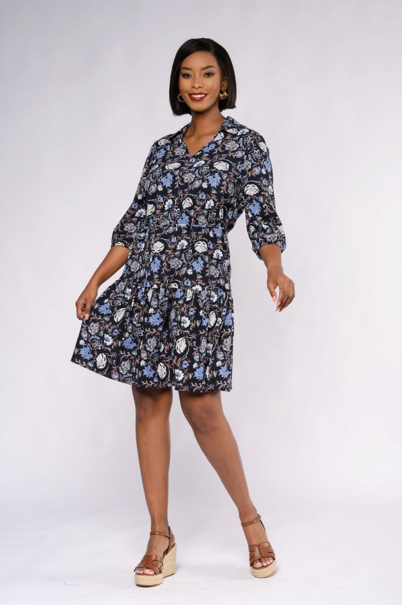 contempo Print Frill Dress