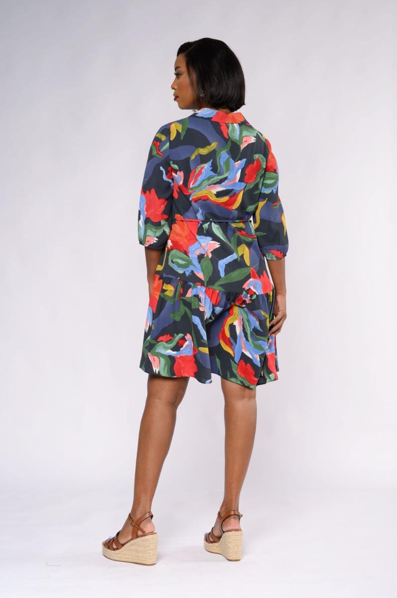 Contempo Print Frill Dress