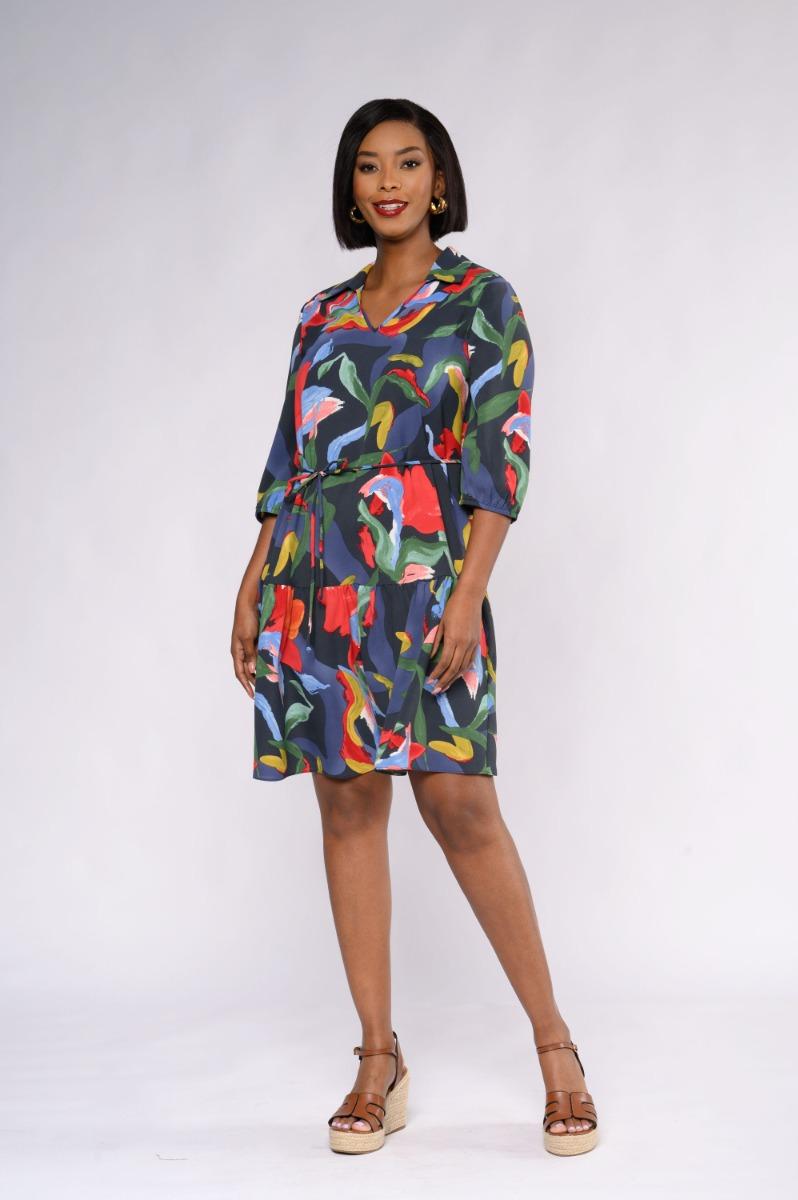 contempo Print Frill Dress