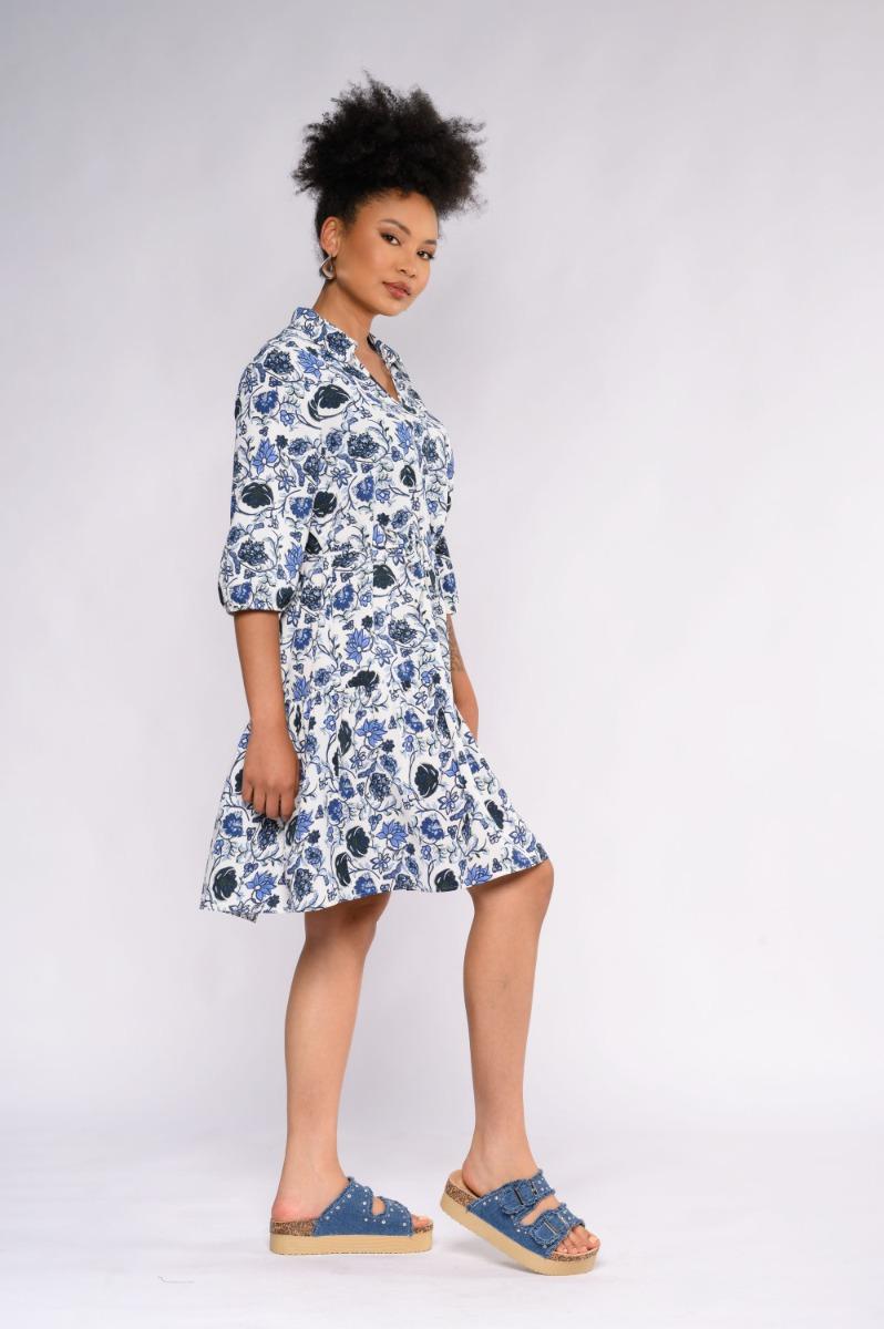 Contempo Print Frill Dress