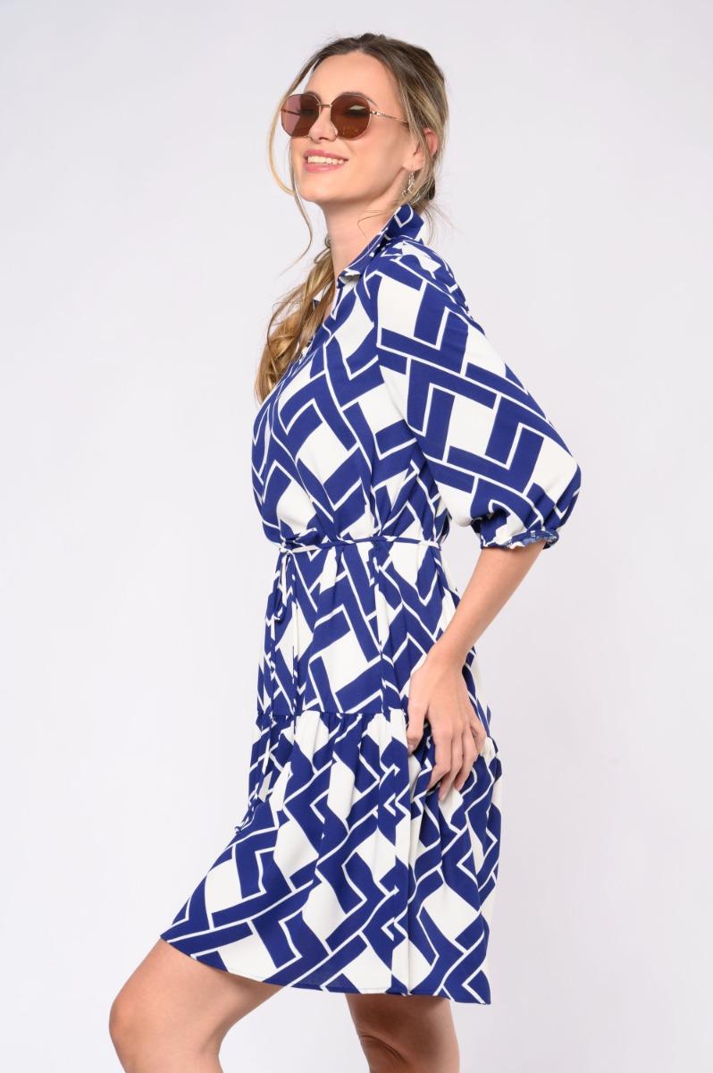 Contempo Print Frill Dress