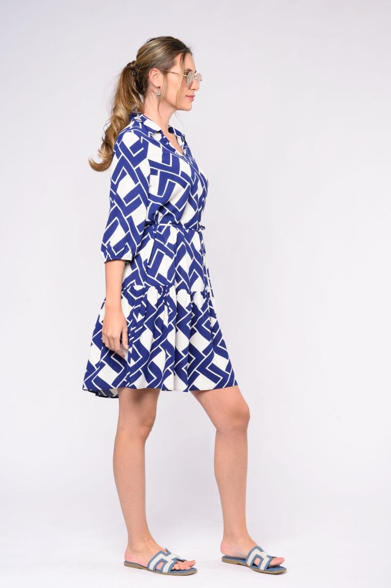 Contempo Print Frill Dress