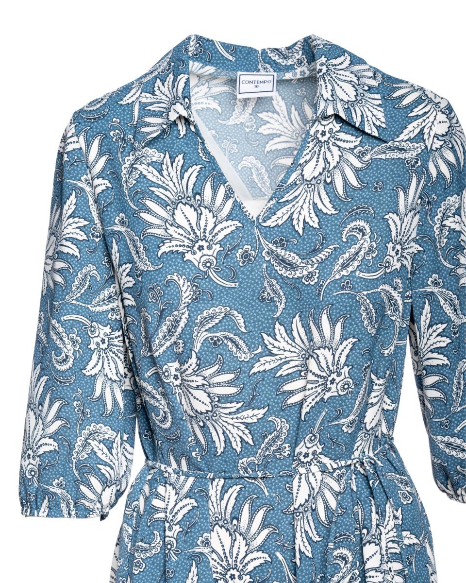 Contempo Print Frill Dress