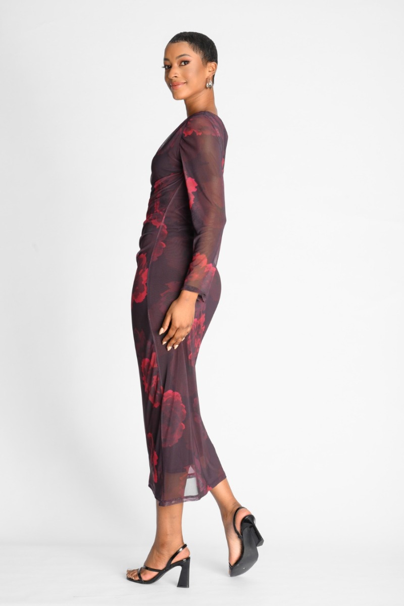 Contempo Print Mesh Dress