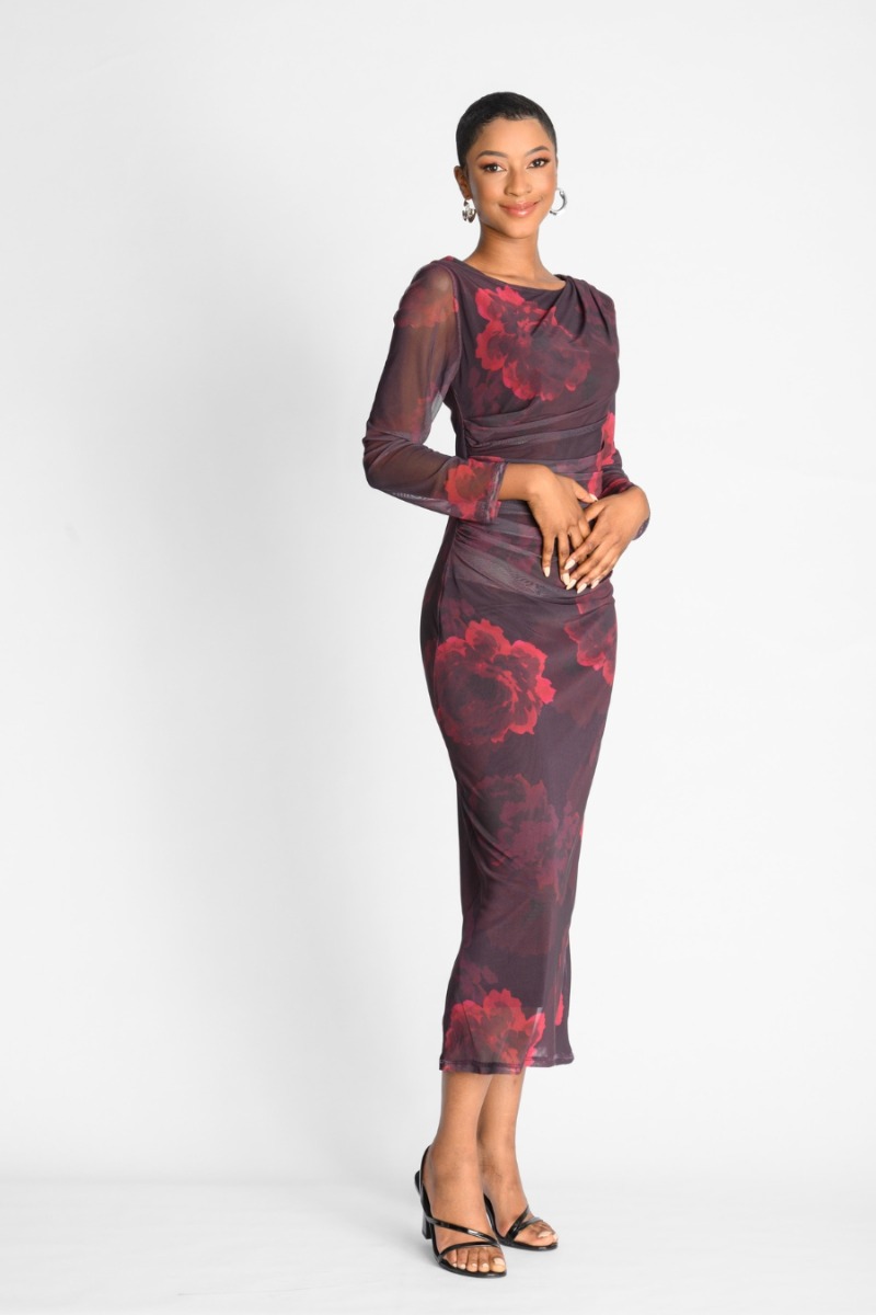 Contempo Print Mesh Dress