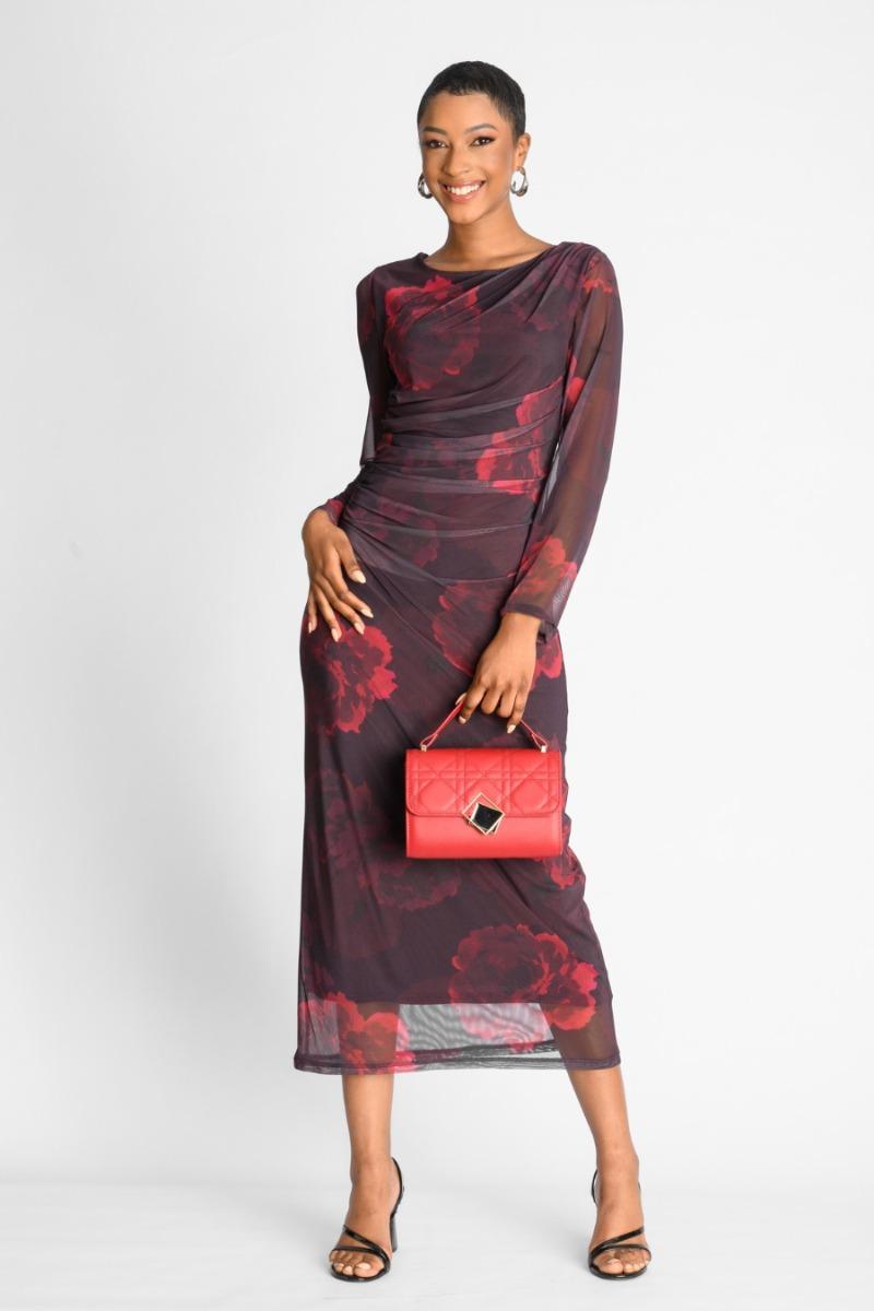contempo Print Mesh Dress