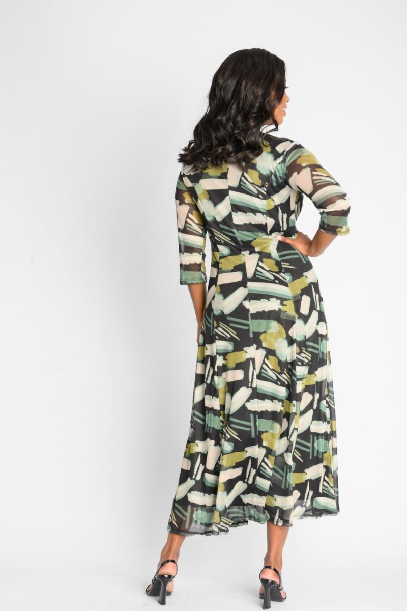 Contempo Print Mesh Maxi Dress