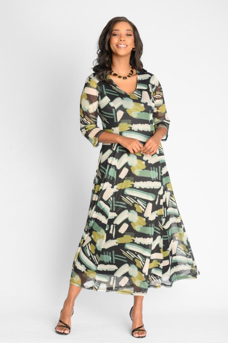 contempo Print Mesh Maxi Dress