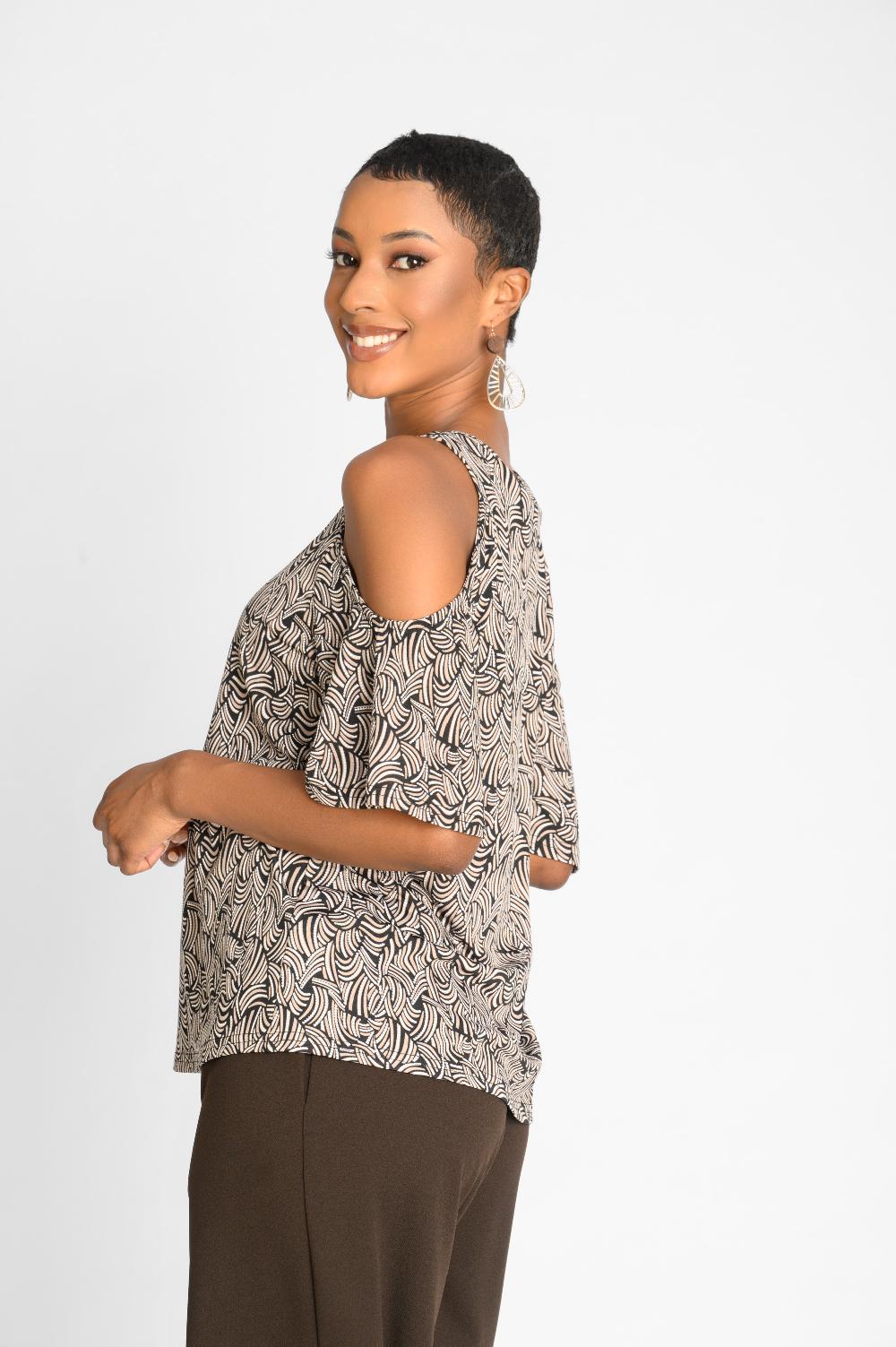 Contempo Print Paste Slinky Knit Top