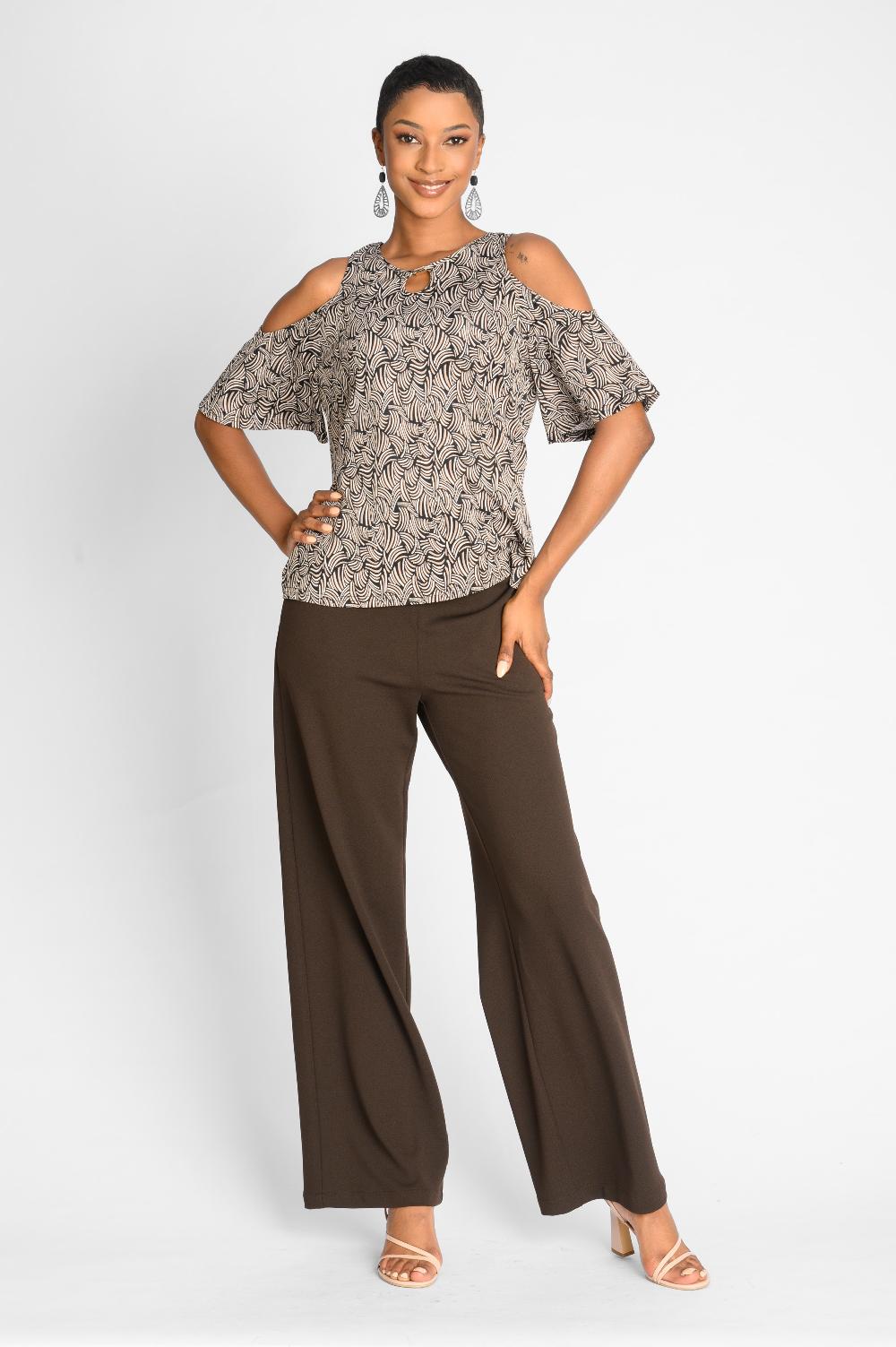 Contempo Print Paste Slinky Knit Top