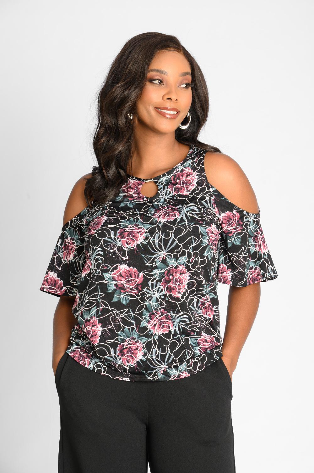 contempo Print Paste Slinky Knit Top